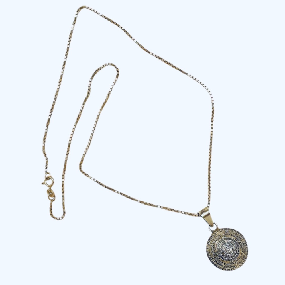Vintage Sterling Silver Double Sided Reversible Pendant Necklace